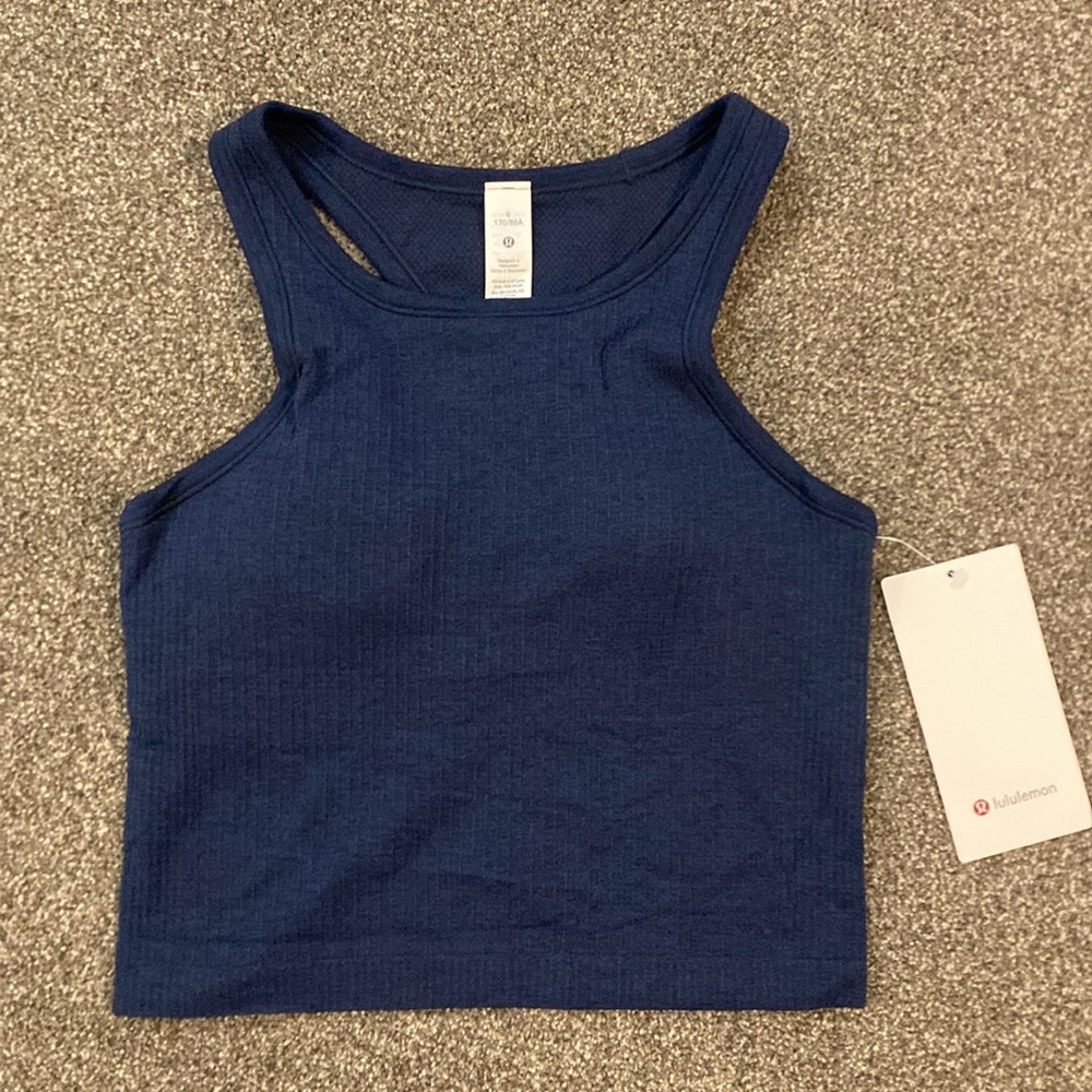 ❤️ Lululemon True Navy Ebb to Street Crop Tank Top NWT Size 6